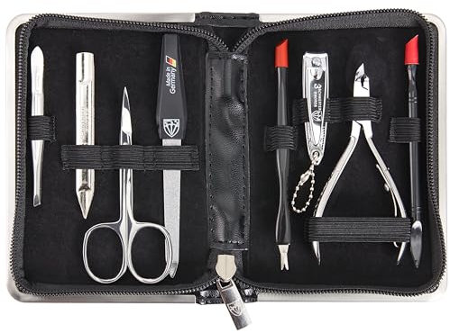 3 Swords Germany - Set para el cuidado de las uñas de viaje con estuche para manicura y pedicura - Calidad de marca by Tres Espadas