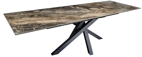 Esstisch MARVELOUS 260cm - schwarz - Keramik - 100 kg Belastbarkeit robust | 12 Sitzplätze, gemütlicher Look, eleganter Look, für Esszimmer, Eyecatcher, pflegeleicht, Metallgestell