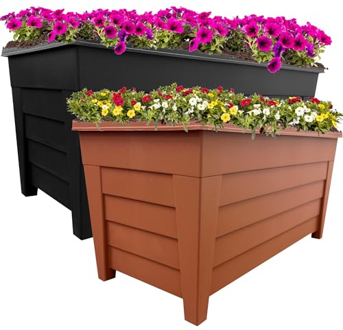 STORM TRADING GROUP Large Grosvenor Trough 55cm Terracotta or Black Long Flower Planter For Home, Balconies, Gardens, Greenhouses & Patios (2, Terracotta)