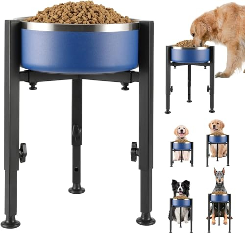 Elevated Dog Bowl Stand - Adjustable Height (5 to 11) - Raised Dog Feeder for Large, Medium & Small Dogs - Food and Water Bowl Holder (Bowl Not Included)