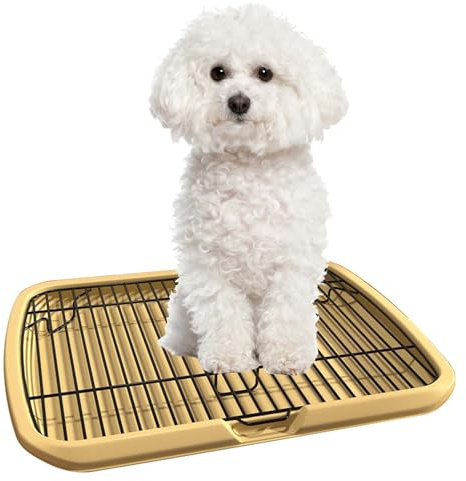 Xafrstyu Hundetoilette, Hund Training Toilette, Sanitär-Tablett für Hunde, Hundeklo Hundetoiletten Welpen, Welpentoilette für Hunde Töpfchen Tablett (Ohne Zaun,Gelb)