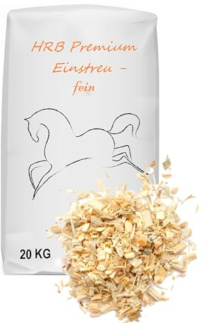 HRB Premium Einstreu fein Holzspan 20 Kg Horse, Hanf bzw. Leinenstroh Ersatz Einstreu hohes Volumen, extrem staubarm, sehr saugfähiges Streu, ideal auch als Kleintiereinstreu
