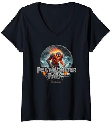 Womens Whisky Design Peat Monster Park Monster with Bottle Whisky V-Neck T-Shirt