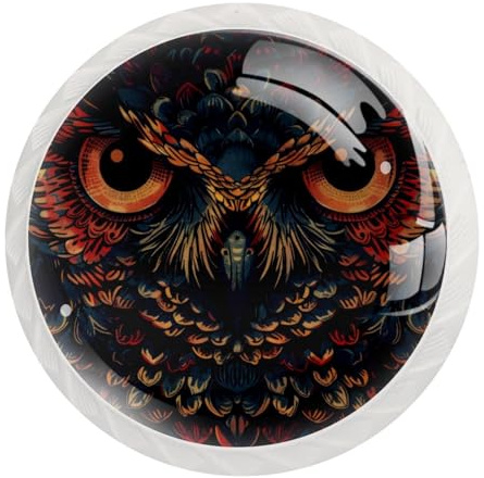 JAVENPROEQT Set di 12 pomelli rotondi con motivo a gufo estetico, per cassettiera, armadio, armadio, con viti, decorazione per casa, ufficio, asilo nido