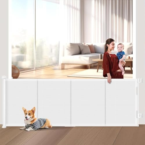 Wodondog Barrera protectora para escaleras, extensible, 500 cm, 86 cm de alto, barrera para perros, manejable con una sola mano, rejilla de seguridad para perros, para escaleras, puertas, interiores y