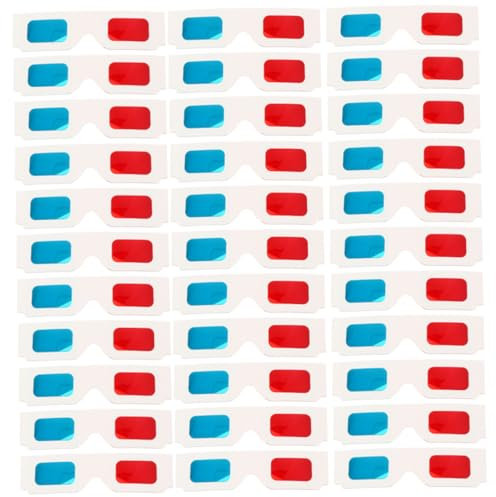 Uonlytech 60pezzi Occhiali Anaglifi in Carta Usa e Getta Con Lenti Rosse e Blu Leggeri Per Film Giochi e Tv Adatti Tutte Le Età