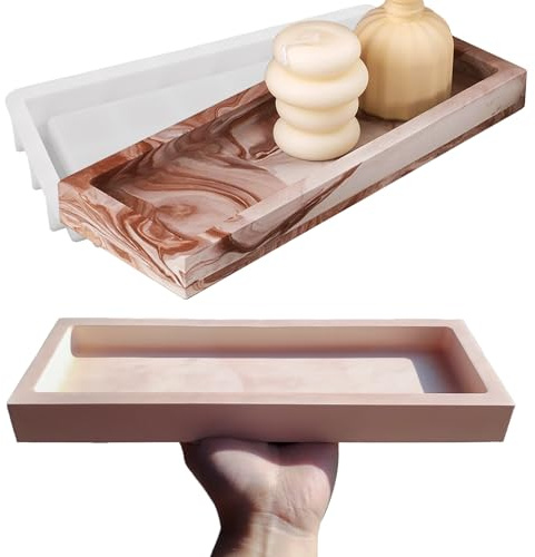 Wehous Molde de bandeja grande con bordes, molde rectangular de resina de 12.3 pulgadas, molde de bandeja de almacenamiento de concreto de resina epoxi, moldes de silicona para resina epoxi, cemento,