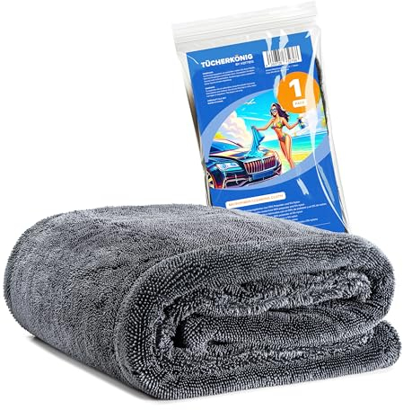 Kemes Chiffons en microfibre pour voiture XXL ultra absorbants avec 1400 g/m² - Gris épais - 50 x 80 cm - Chiffon de séchage en microfibre de qualité supérieure - Anti-rayures - Chiffon de polissage 5