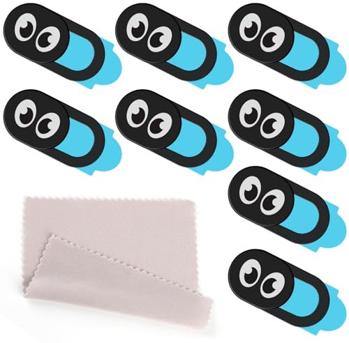8 Stück Webcam Abdeckung, Schiebedeckel Webcam Cover, 0.6mm Ultra Dünne Web Kamera Abdeckung, Laptop Kamera Abdeckung mit mit Grauem Tuch, Universal Webcam Schiebe Abdeckung für Lhre Privatsphäre (B)