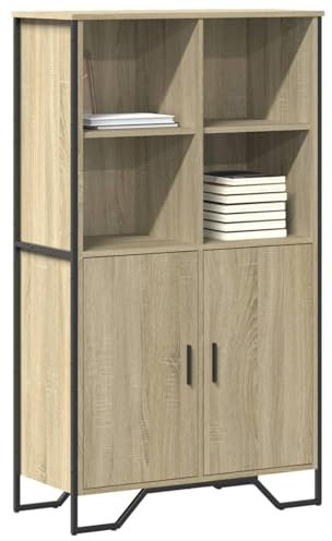 Somanki Highboard Sonoma-Eiche 79,5x35,5x137,5 cm Holzwerkstoff, Wohnzimmerschrank, Sideboard Wohnzimmer, Esszimmermöbel, Vitrinenschrank, Hochschrank - 3295308