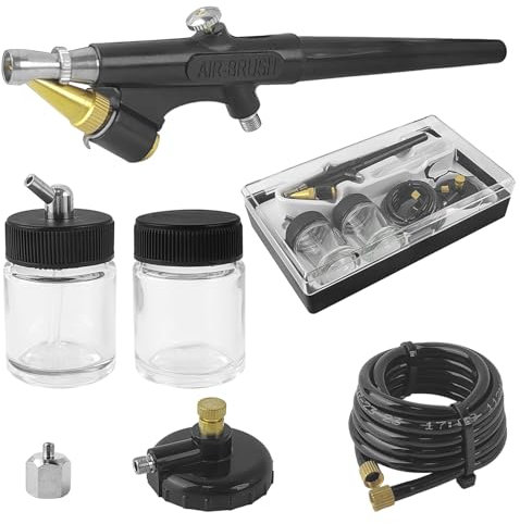Kit Aérographe, Pistolet Aérographe avec Adaptateur D'admission d'air et Pressostat d'air, Mini Pistolet à Peinture 15-50 PSI, pour Modélisme, Maquillage, Peinture Automobile