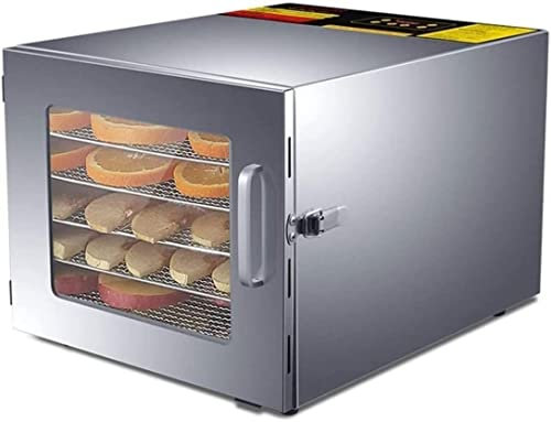 Déshydrateur alimentaire à 6 plateaux en acier inoxydable sans BPA, réglage de la température de 35 ~ 75 ℃, sèche-fruits avec livre de recettes gratuit, déshydrateur pour fruits, légumes, viandes et c