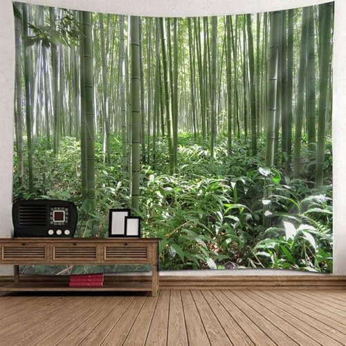 Mesnt Wandteppich Natur XXL, 350x256cm Natürliche Waldlandschaft Wandbehang Wandteppich für Meditation Schlafzimmer Wohnzimmer Schlafsaal | Grün