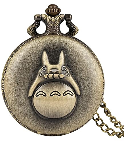 HUIBBGO Montre de Poche à Quartz Totoro en Bronze avec chaîne, Pendentif Mon Voisin Totoro, Bijoux, Cadeaux, chaîne de Pull pour Hommes, Femmes, étudiants