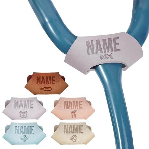 Personalisierter Stethoskop Namensschilder, Leder Stethoskop Name Etikett | Personalisierte Namensschild Leder für Stethoskop, Stethoskop Zubehör, Geschenke für Krankenschwestern, Medizinischer