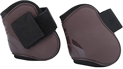 Qukaim Pferdesehnenstiefel 4er Set, PU Shell Tendon Streichkappen Streichkappen Schutzstiefel zum Reiten, stoßdämpfender Schutz, Blau M & Braun Hinterbein XL, verstellbare Beinstützstiefel