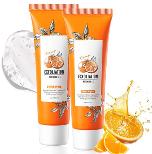 Natürliches Orange Peeling Gel, Gesichtspeeling Exfoliating Gel für Damen, Orange Gesicht Reinigung Peeling, Exfoliating & Brightening für Tiefenreinigung und Feuchtigkeitsspendende (2PCS)