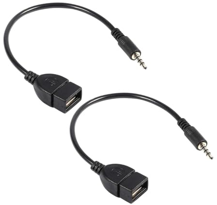 HERCHR Adaptador de Audio USB a Auxiliar 2 Unidades AUX a USB de 3,5 mm Macho Auxaudio Jack Plugto USB2.0 Hembra OTG Cable convertidor para Reproducir música con UDisk en su automóvil