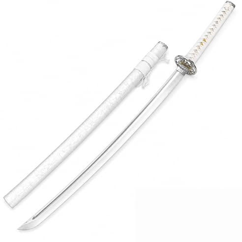 Deko-Katana Samurai Schwert 110cm - Echt Metall Edelstahl Katana ungeschärft - Japanisches Deko Schwert mit Gravur & Holz Saya - Ninja Samuraischwert für Cosplay, Sammler & Anime Deko