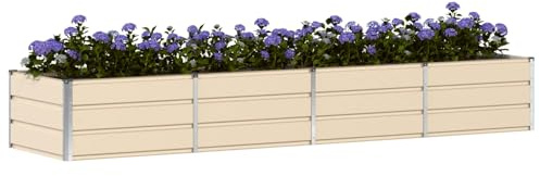 vidaXL Pflanzkübel Elfenbein 320 x 80 x 45 cm Stahl, Garten und Terrasse gestalten, Modern, Langlebig, Umweltfreundliche Lösungen, Außenbereich kreativ aufwerten, Ideen für Dein Zuhause