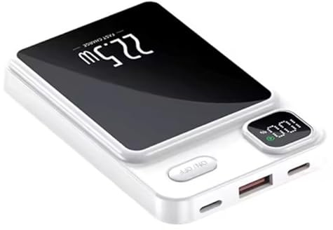 10000mAh Magnetic Qi Wireless Power Bank 22.5W Super Fast Charging, Portable Charger, PD20W Two-Way Fast Charge, LED Display Compatible with iPhone 12/13/14/15/16/17 [WHITE]