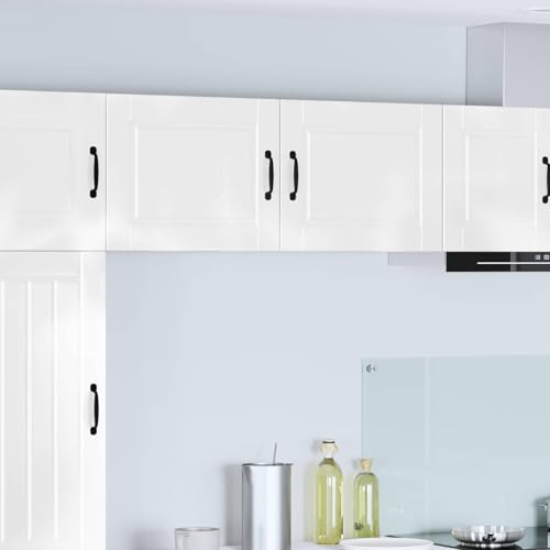 Ordellia Armadio da parete Porto, 2 pezzi, bianco lucido, 50 x 31 x 40 cm, con molto spazio per cucina, sala da pranzo, dispensa e microonde, pratico armadio multiuso