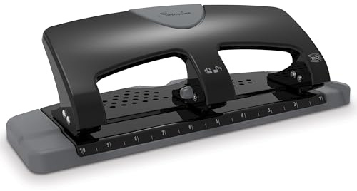 Swingline 3 Hole Punch, 20 Sheet Capacity Three Hole Puncher 3 Ring, Paper Punch, SmartTouch Low Effort, Black & Silver (74133)