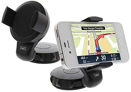 T'nB UHOLD1 - Mini soporte universal de Smartphones para el coche - sujeción de ventosa con rotación 360º y plegable, Negro