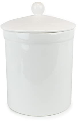 White Ceramic Compost Caddy - Portland Kitchen Ceramic Compost Bin for Food Waste Recycling