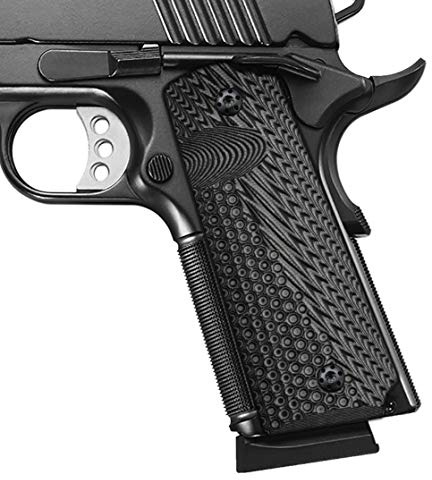 Cool Hand 1911 Full Size G10 Grips, Gun Grips Screws Included, Mag Release, Ambi Safety Cut, OPS Texture (Grey/Black)