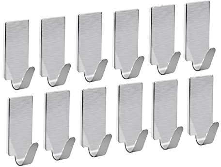NUOLUX Adesivo in acciaio inox asciugamano ganci asciugamano rack ganci a parete per cucina bagno 12pcs