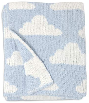 Living Textiles Blue Clouds Chenille Soft Baby Blanket Reversible Premium Cozy Fabric for Best Comfort - for Infant,Toddler,Newborn,Nursery,Boy,Unisex,Throw,Crib,Stroller,Gift, Blue Clouds 40x30