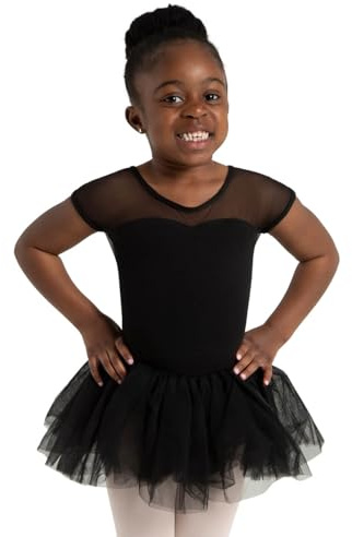 Capezio Dam 11394c kortärmad nyckelhål tutu klänning Svart M