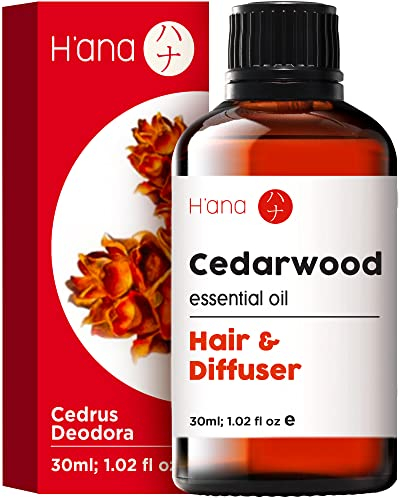 H’ana Ätherisches Zedernholzöl für Haare und Diffusor – Ätherisches Zedernholzöl für Haare, Aromatherapie und Haut (30 ml)