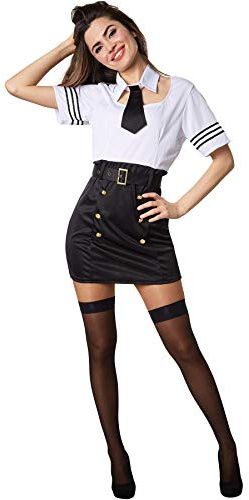 dressforfun 900503 damkostym marinblå officer, outfit för damer i svart och vitt (XL| Nr. 302435)