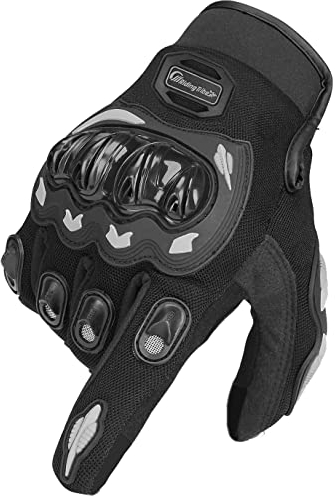 ARTOP Motorradhandschuhe für den Sommer, Herren, Damen, Kinder, Motocross, Touchscreen, stoßfest, Scooter, atmungsaktiv (Schwarz, M)