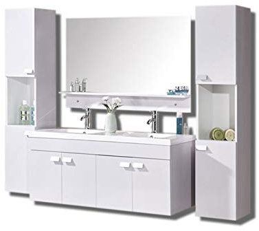 GRAFICA MA.RO S.R.L. MOBILE BAGNO LAVABO 2 RUBIN. W. Elegance Bianco Lucido ARREDO BAGNO COMPLETO 120 CM