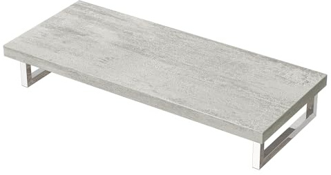 Mai & Mai Waschtischplatte Holz Wandkonsole Waschbeckenauflage 50x120cm | Waschtischhalter in gebürstet Greige, 50mm dick Tischplatte, inkl. Edelstahlkonsolenträger Platte02
