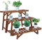 unho Wood Plant Ladder Bench,3 Tiered Plant Stand Step Planter Indoor Outdoor Plant Pot Stand Corner Plant Shelves Flower Pot Holder for Patio Garden Balcony Yard 3pcs/Set