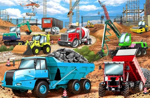 Puzzles for Kids Ages 4-8, Construction Vehicles 100 Piece Puzzles for Kids Educational Jigsaw Puzzles Toys for Boys and Girls Age 4, 5, 6, 7, 8-10 Years Old (15 x 10)