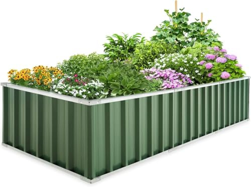 KING BIRD Hochbeet Metall 258x90x46cm, Hochbeete-Kit für Garten aus Verzinktem Stahl, Rostfrei und Haltbarkeit, Einfacher Aufbau, für Gemüse Kräuter Blumen,Grün