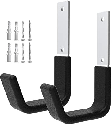 Juformin Heavy Duty Utility Hooks for Garage Storage Utility Hooks Wall Mount,Garage Hooks Heavy Duty,Garage Wall Hooks,Hose Holder,Bike Hooks,Ladder Hooks,Leaf Blower Hanger (2 Small)
