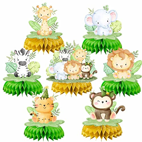 Wilde Tiere Honigwabe Mittelstücke Safari Dschungel Tiere Theme Party Tischdecker Dekor für Kindergeburtstag Baby Dusche Wald Theme Party Supplies