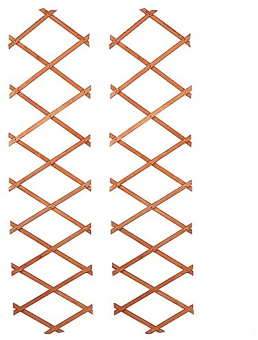 Small or Large Expanding Natural Brown Extendable Wooden Trellis Climbing Plants Fence Panel Screening Lattice (2 x Small 180cm x 30cm)
