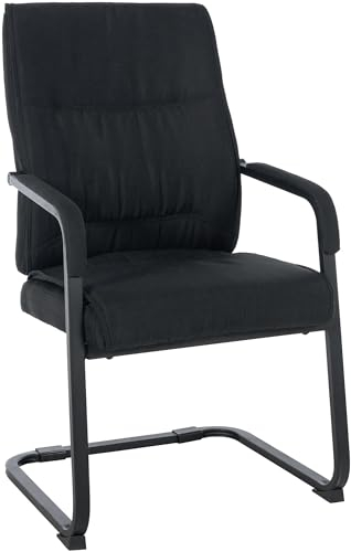 CLP XXL-Freischwinger Anubis Mit Gepolsterter Sitzfläche I Konferenzstuhl Mit Metallgestell Und Stoffbezug, Farbe:schwarz/schwarz