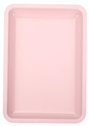 Folpus Pink Modern Rectangular Stainless Steel Tray, Multipurpose Makeup Jewelry Toiletries Decorative Storage Tray for Nightstand, Bathroom Countertop, 18cmx12.5cmx1.7cm