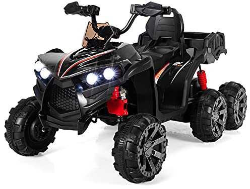 DREAMADE 12V Quad Kinder, 3-6 km/h Elektroquad mit Scheinwerfern & Musik & 6 stoßdämpfenden Rädern, Elektroauto für Kinder ab 3 Jahren, Elektrofahrzeug Kinderquad (Schwarz)