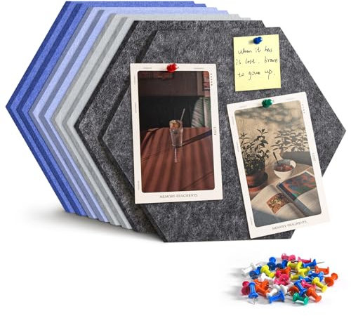 Uoisaiko Groß Filz Pinnwand Selbstklebend Korkplatte Filzplatte mit 30 Pinnnadeln, 8 Stück Korkwand Filzboard Memotafeln Bulletin Board Memo Boards Wanddekoration für Büro Küche