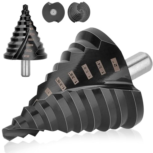OXMUL Co2Pro Großer Stufenbohrer für Stahl, 5,1 cm, 10 Löcher, M42 Kobaltbohrer, extra robust für Edelstahl, Metall, Aluminium, Kupfer, 10 Stufen