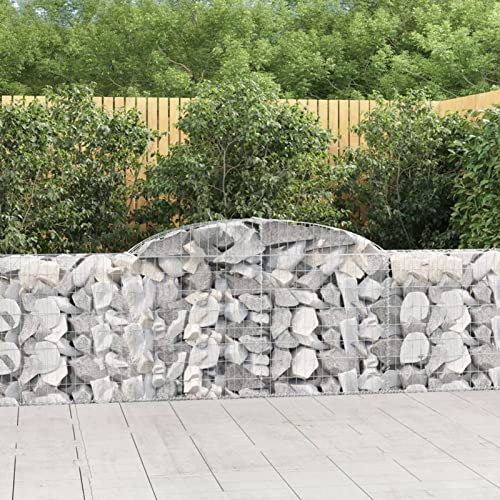 ShCuShan Gabionen mit Hochbogen 5 STK. 300x30x80/100 cm Verzinktes Eisen GabionenköRbe WasserzapfsäUle Garten Gabionen Zaun Gabionensteine